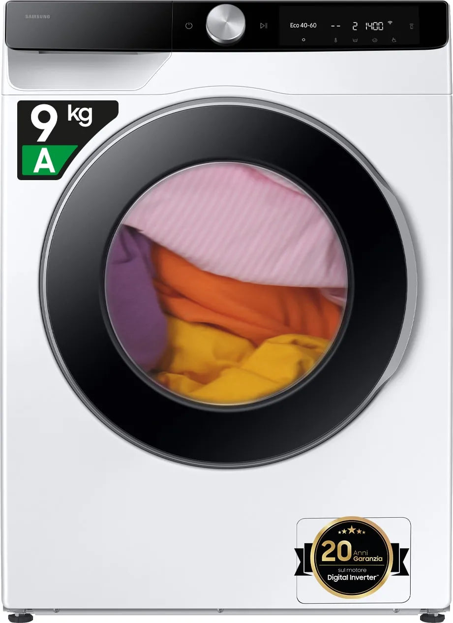 Samsung Lavatrice Slim 9 Kg Classe A Profondità 48 cm Centrifuga 1400 giri Inverter Vapore Wi-Fi BESPOKE AI EcoDosatore - WW90DG6G94LK/U3